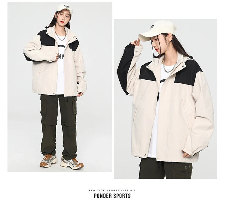 Outdoor Riding Jackets for Women Patchwork Waterproof Camping Coat Men Fishing Trekking Windbreaker Travel Jacket Women Clothing