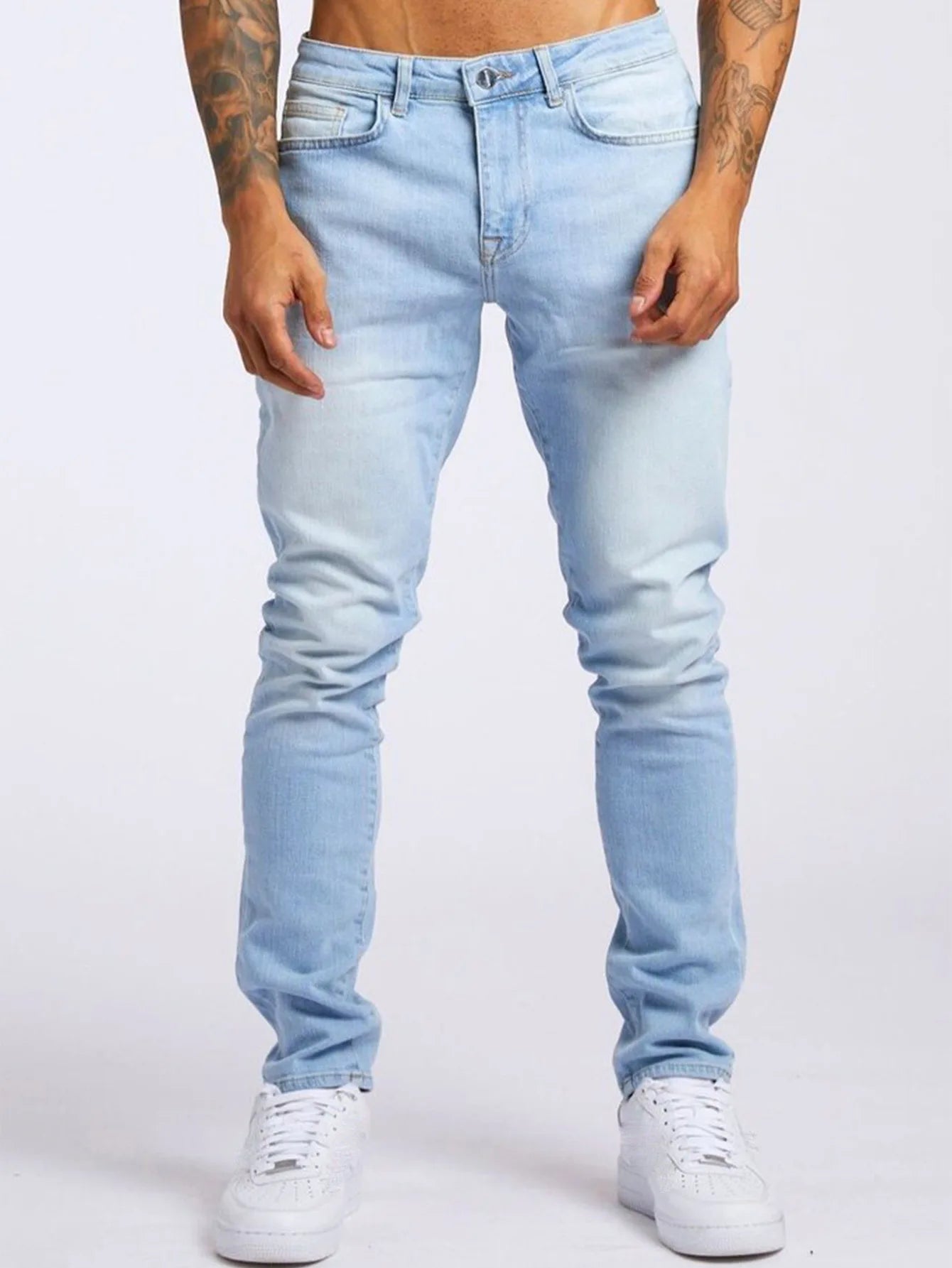 2025 New style denim men's pants, Instagram trend, black slim-fit high-waisted denim jeans for men