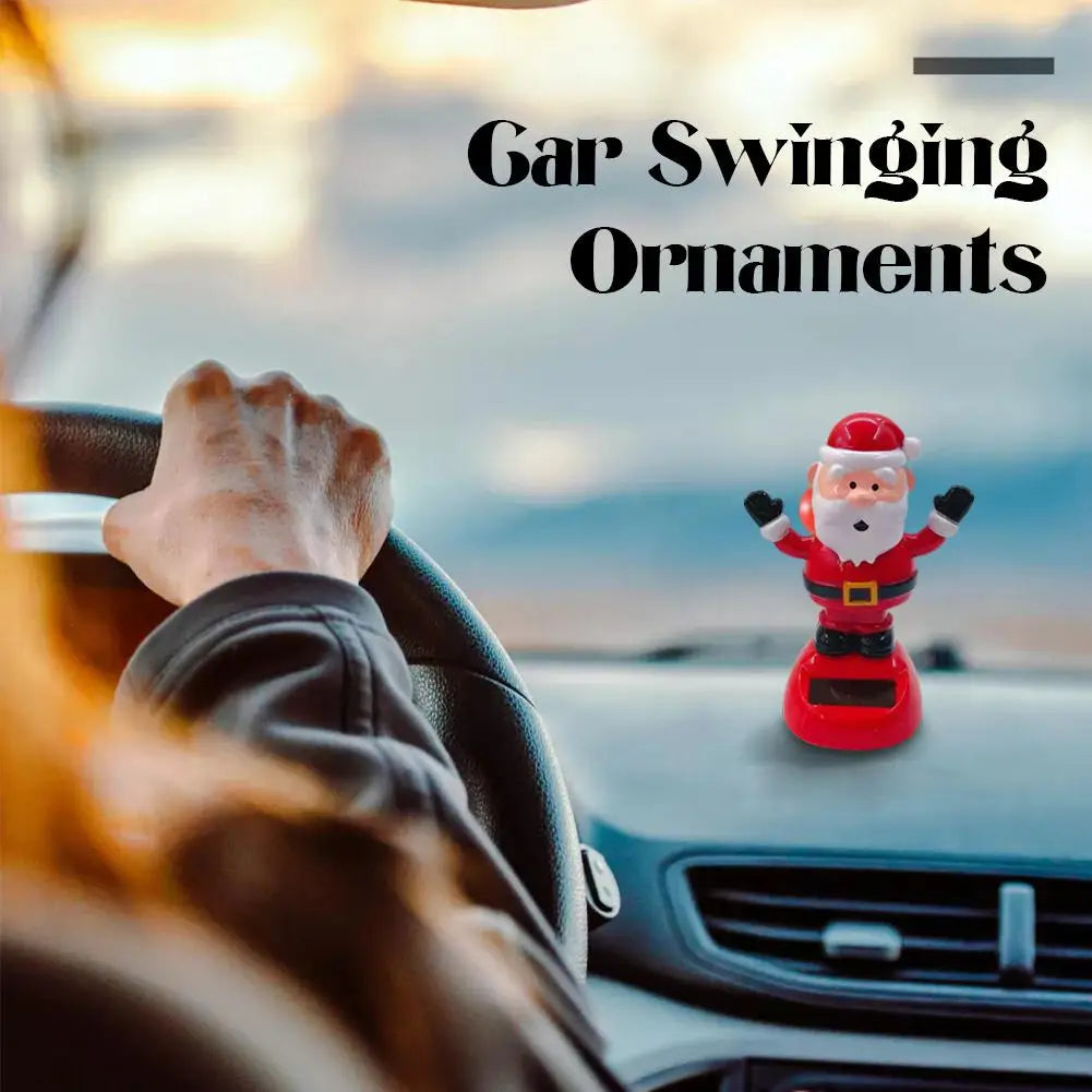 Christmas Car Decoration Solar Dancing Santa Claus Car Ornament Tree Elk Snowman Bobblehead Doll Merry Christmas Gift Accessory