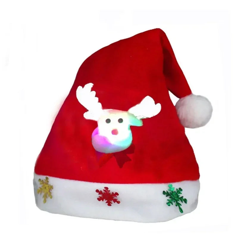 Hat New Year Costume Santa Claus Xmas Winter Gift Decor Christmas LED Hat New Year Cute Kids Adults Cap Navidad Children Girl