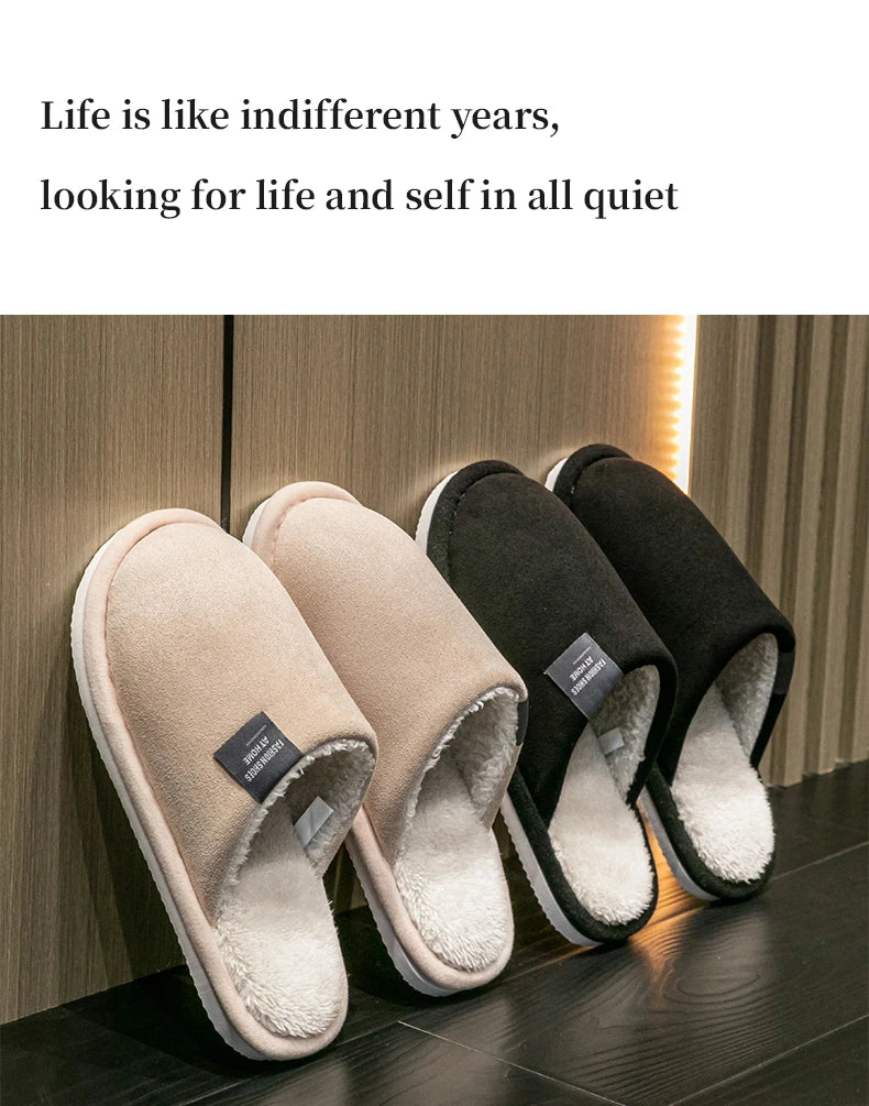 Winter Warm Slippers Men House Non Slip Soft Shoes Comfortable Flat Heel Home Indoor Bedroom Plush Slippers Bedroom Female shoes
