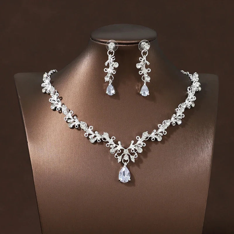Bride Wedding Classic Necklace Earring Set Exquisite and Elegant for Ladies Suitable for Party Festivals