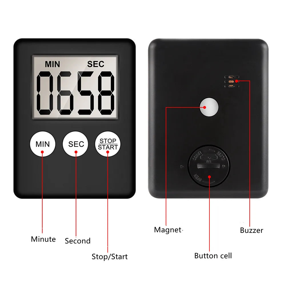 Digital Electronic Kitchen Timer Multi-Function Electronic Timer Stopwatch LCD Display Mini for Sports Exercise Baking Cooking