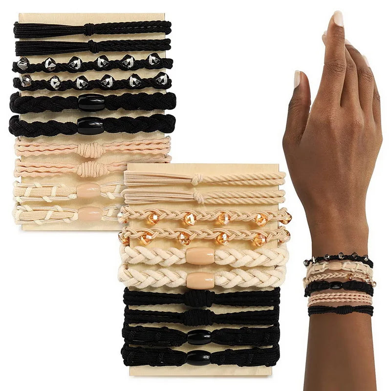 20pcs Fashion Bohemian Style Hair Tie Bracelet For Women Pearl Hair Rope ladies Elastic Hair Rubber Bands For Bracelets Knekki