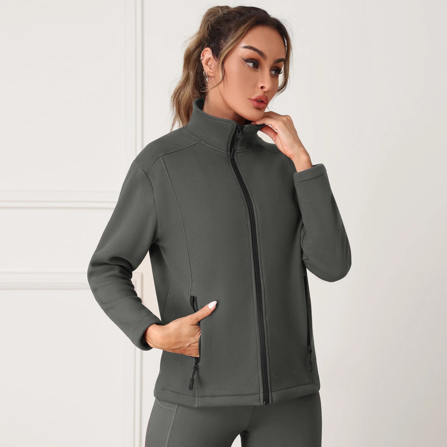 Women Sport Jacket Long Sleeve Shirt Workout Coat Gym Training Clothing Yoga Sportswear