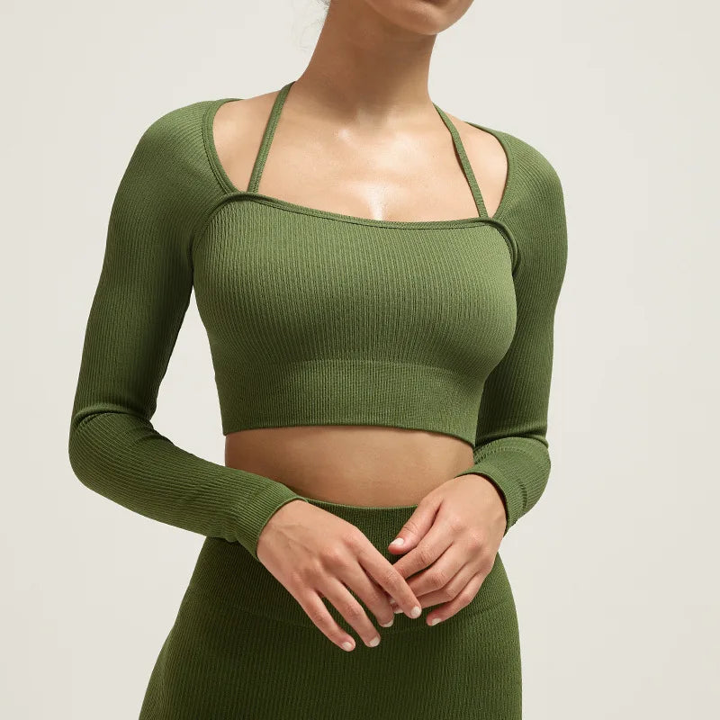 Yoga Suit Set Women in Summer Shock-absorbing Gathering Beautiful Back Underwear Running Tight Fitting Elastic Fitness Yoga Suit