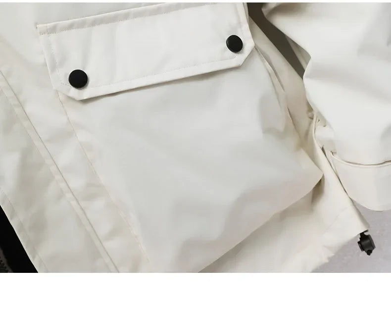 Men's workwear down jacket, American color-blocked hooded jacket for autumn and winter, cool and casual coat for teenagers