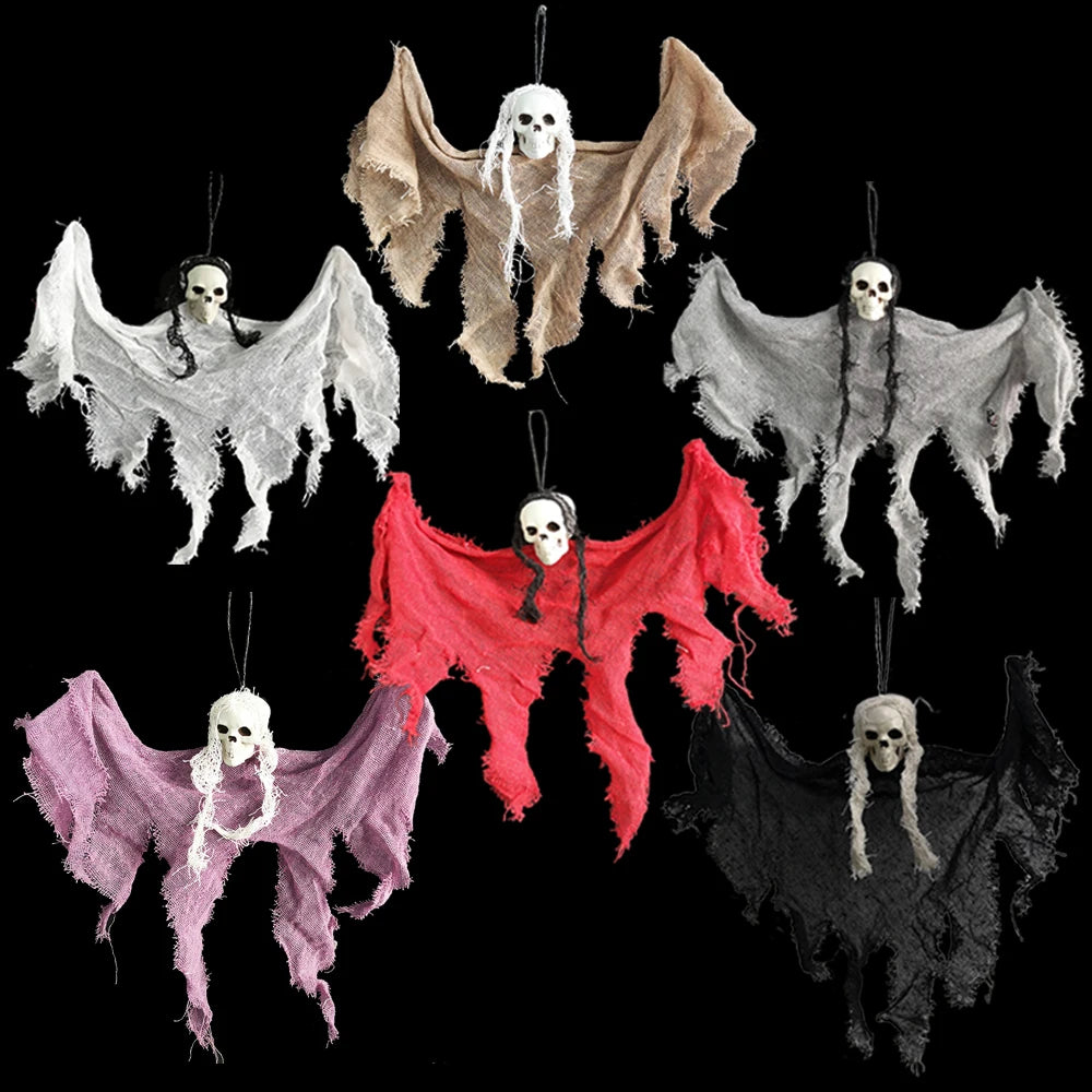 Horror Halloween Hanging Skeleton Decorations Linen Hanging Ghost Haunted House Scary Props Halloween Home Garden Party Supplies
