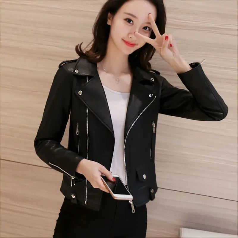 Women's Leather Jacket 2025 Autumn Korean Short Slim Bomber PU Jackets Female Zipper Windbreaker Blazer for Women Streetwear