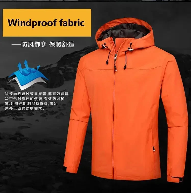 2025 Men's waterproof jacket, men's heat hunter, camouflage bomber jacket with hood, high-quality men's jacket