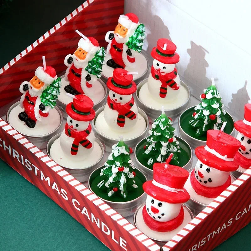 Christmas 12 sets of candles old man tree snowman carnival romantic decoration candlelight dinner Christmas painting small wax