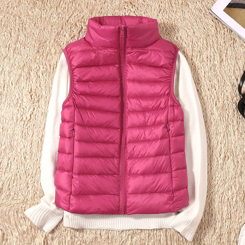 Winter Women's Down Jacket Sleeveless Cropped Puffer Jacket  Lightweight Nylon Coats Vest for Women Parkas Office Chaqueta