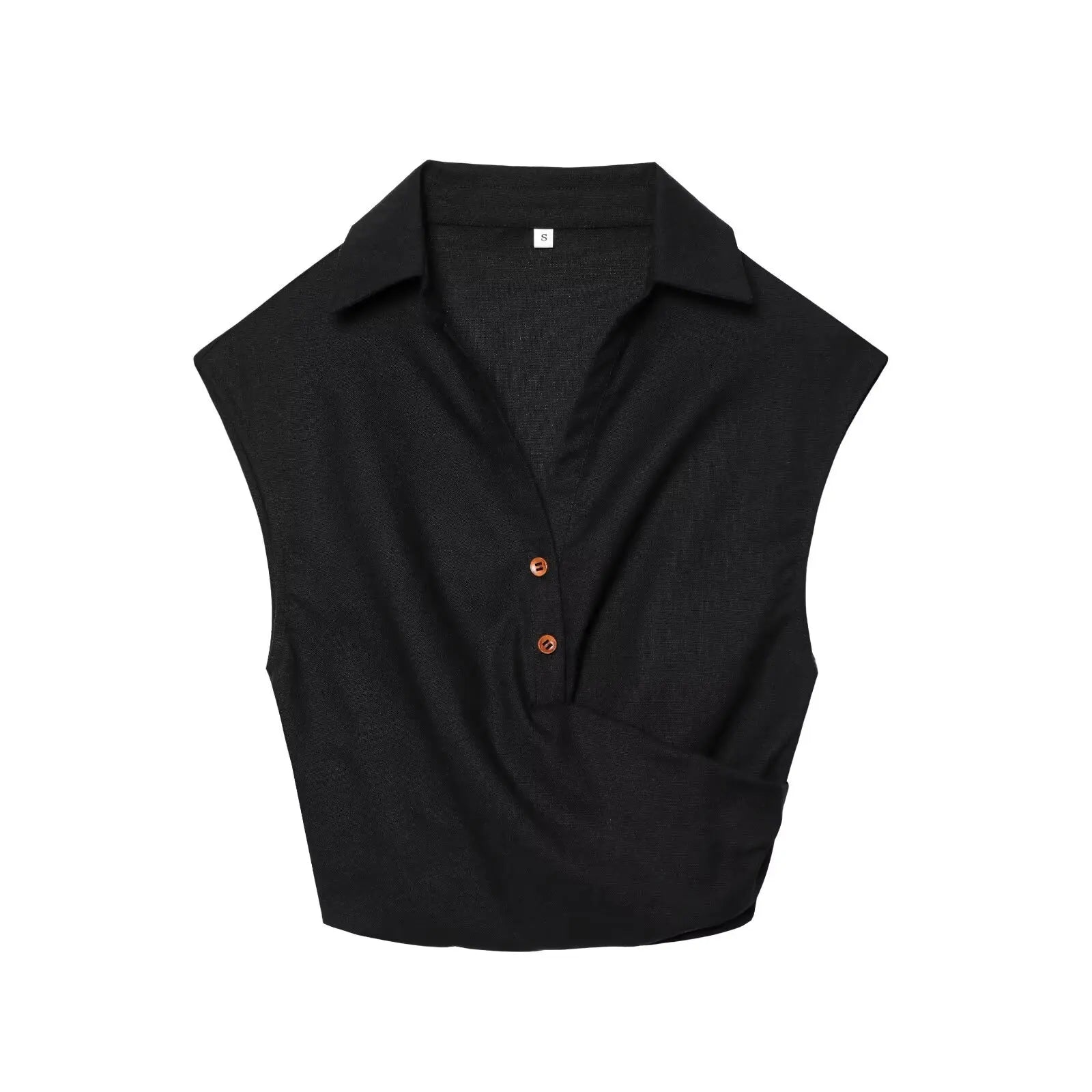 2025 New Women's Suit Summer Suit Casual Simple Multifunctional Pleated Lapel Sleeveless Short Top Paired with Buckle Slit Skirt