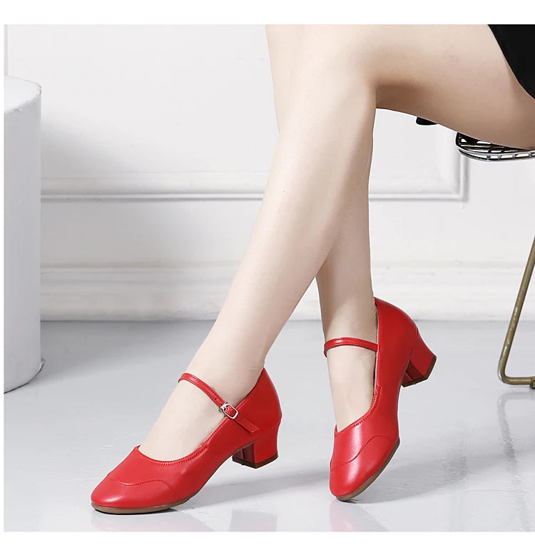 Dance Shoes for Woman Girls Ladies Latin Ballroom Modern Salsa Practise Dancing Shoes Closed Toe Square Dance Soft Rubber Sole