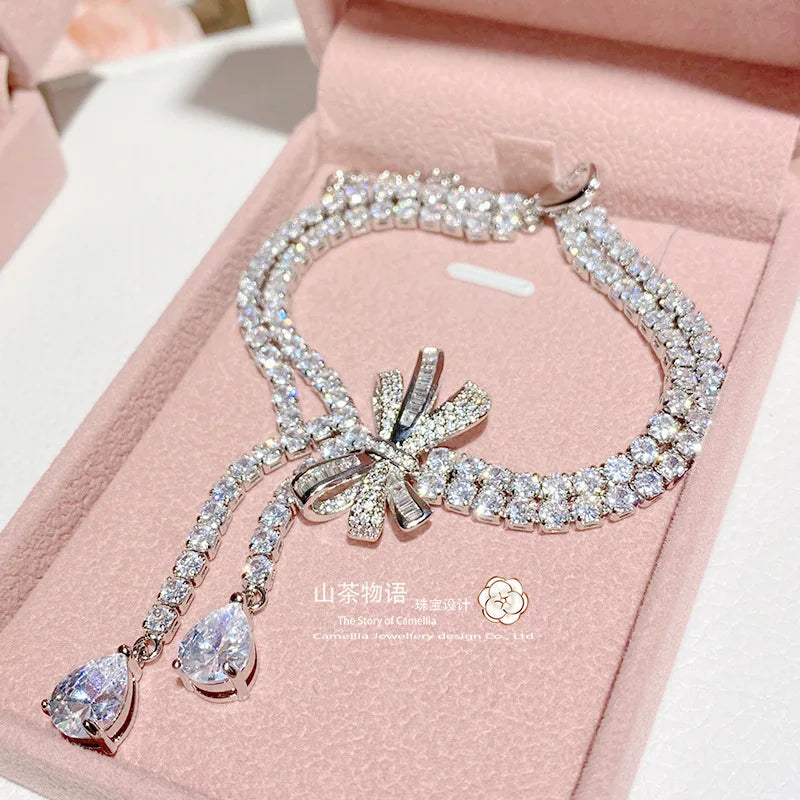 luxury jewelry set for women geometric earrings design bow necklace