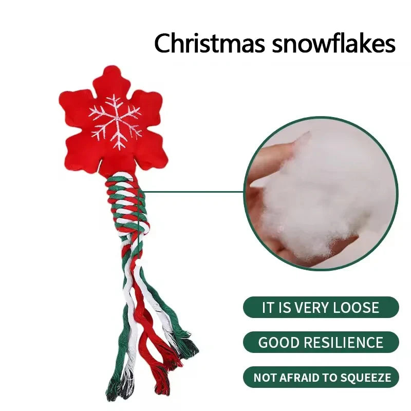 Christmas pet cat and dog toys, cartoon and cute, biting, sound-sounding, teething, knot toys, holiday party pet supplies