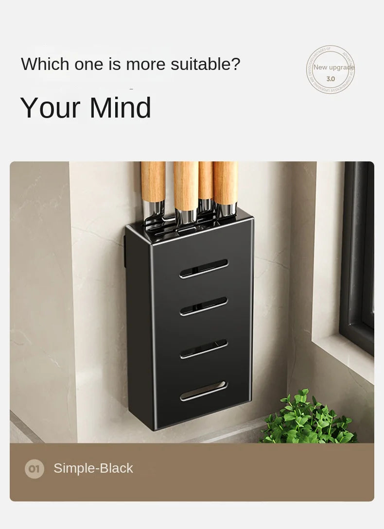 Kitchen knife holder, knife rack, non-perforation, wall-mounted storage box, kitchen organizer  kitchen items