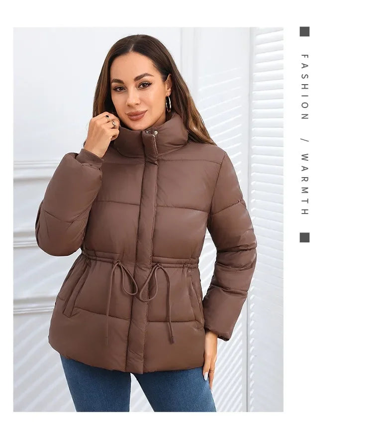 Women's Winter Tops Jacket Cotton Coat Waist Drawstring Hooded Large Size Warm Thickened Vintage Leisure Designed Soft Versatile