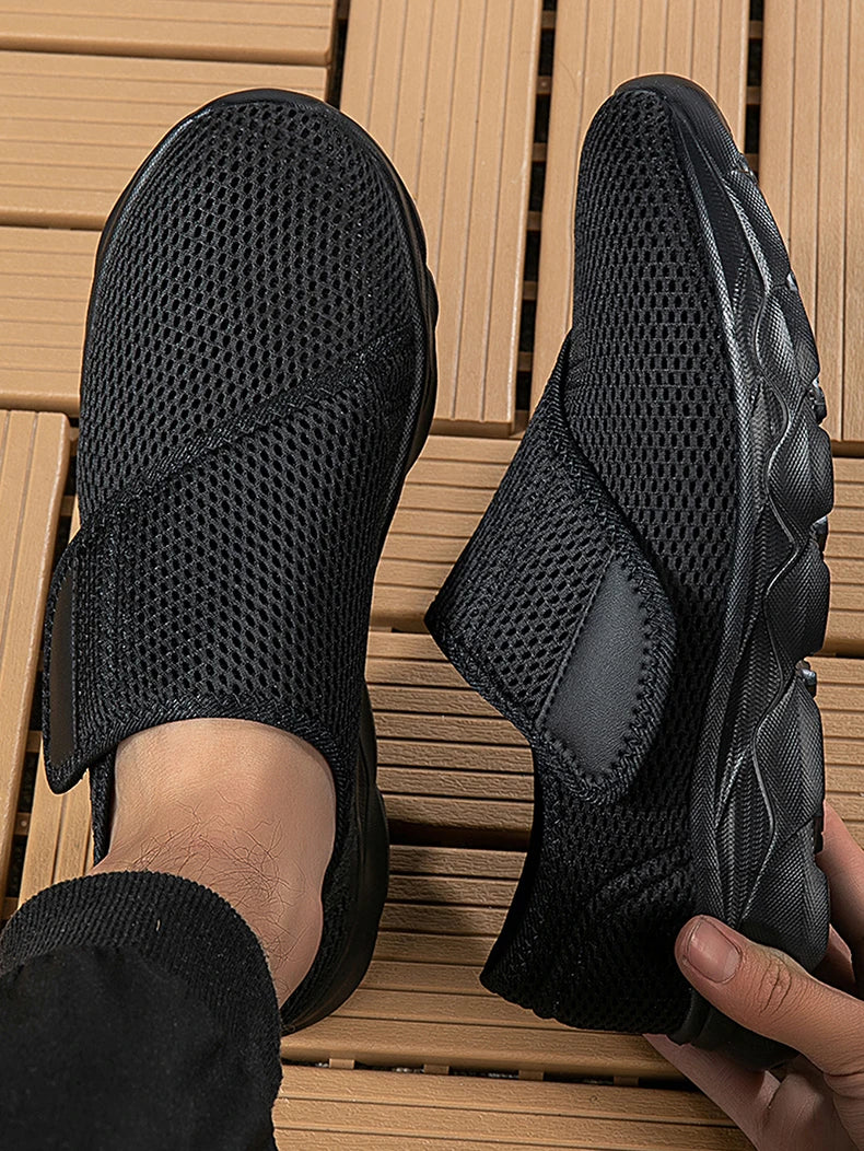 Sneakers Men Orthopedics Wide Feet Swollen Walking Casual Shoes Thumb Eversion Adjusting Soft Comfortable Light Man Shoes Black