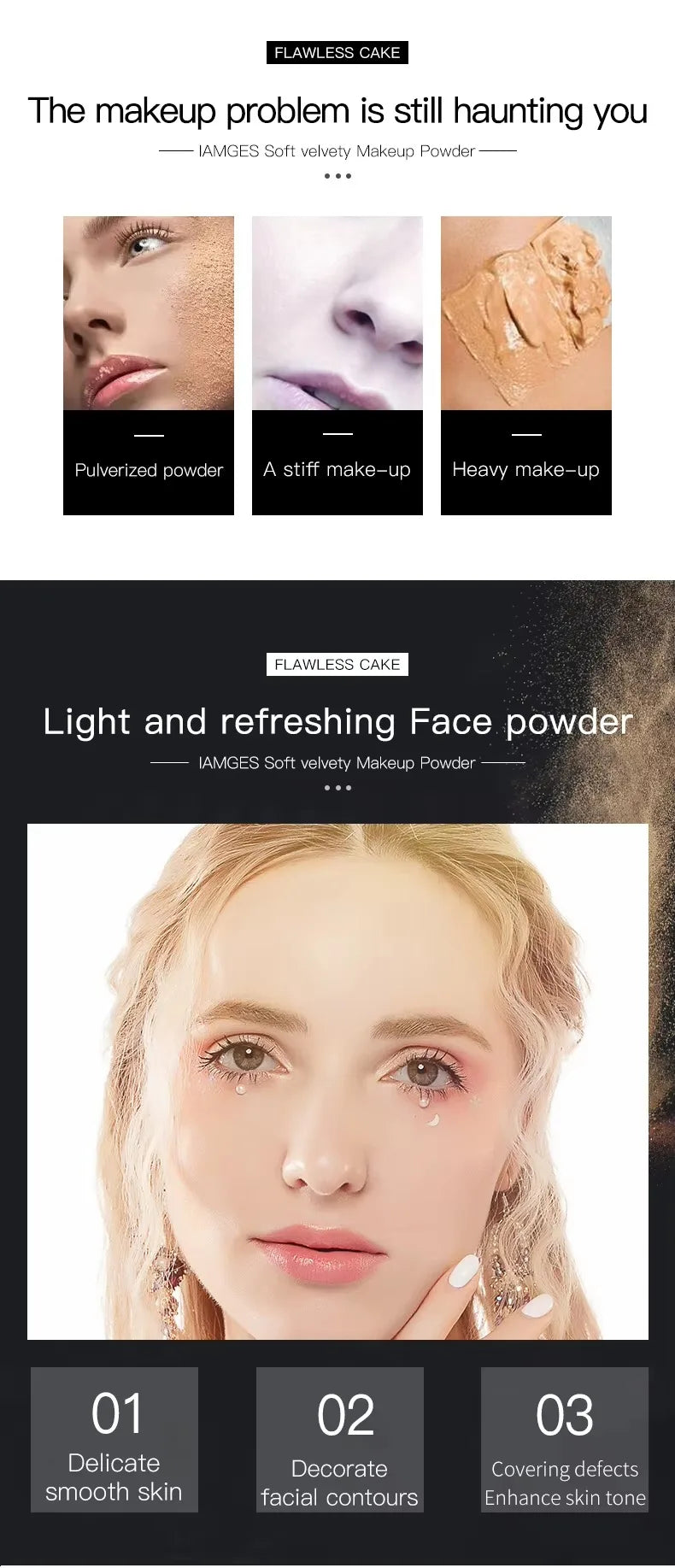 3 Colors Make Up Face Powder Brighten Oil-control Waterproof Nude Makeup Pressed Powder Foundation Makeup Base Cosmetics