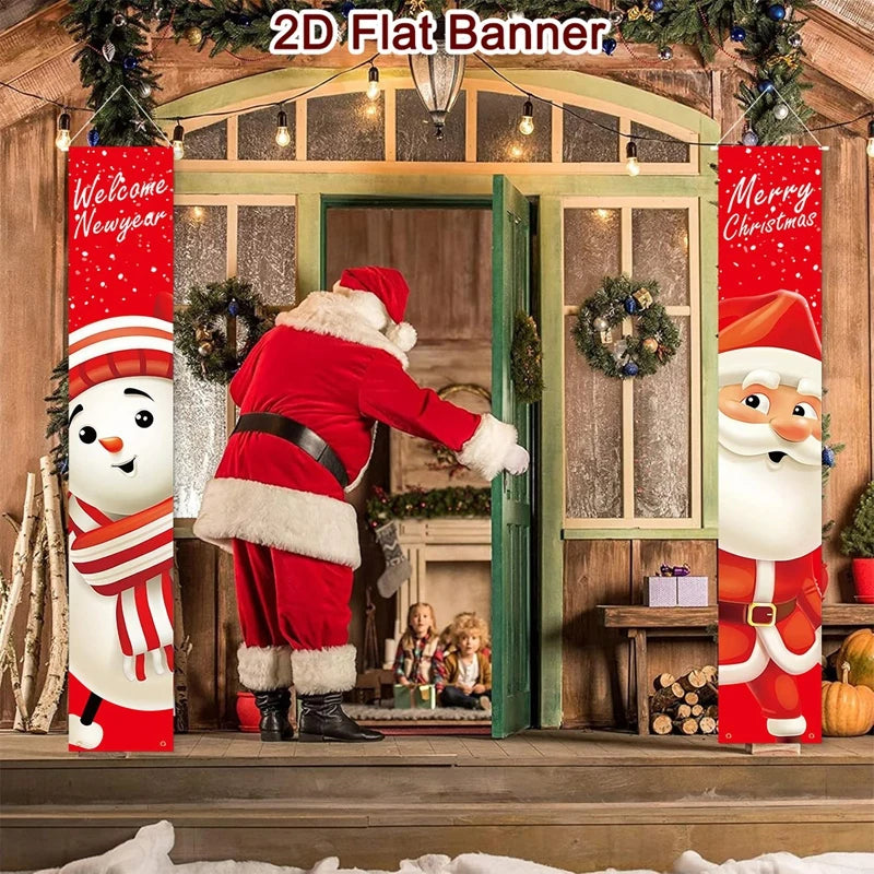 Christmas Door Decoration 2025 Merry Christmas Banner Decor for Home Hanging Xmas Ornament Navidad Happy New Year Gift 2026