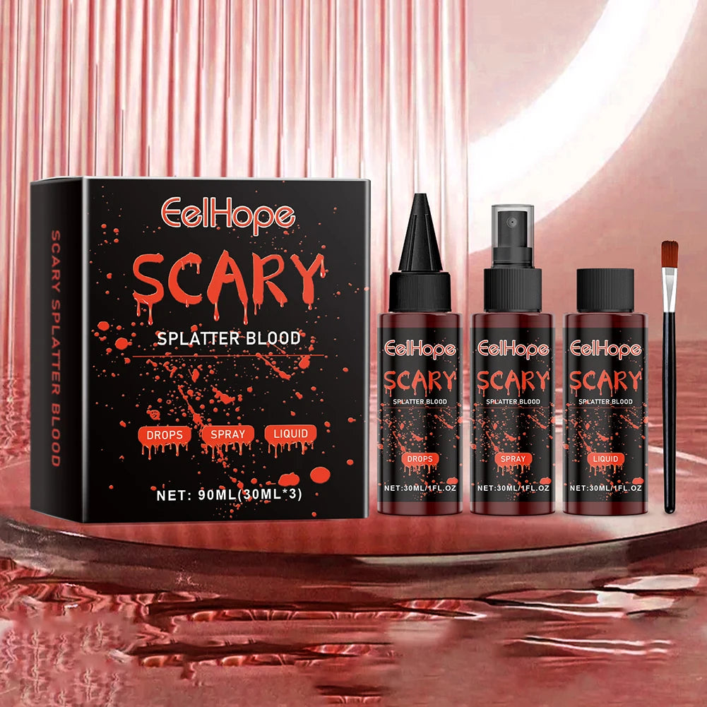 Halloween Fake Blood Makeup Kit Realistic Special Effect Makeup Kit Long Lasting Fake Blood SFX Makeup Kit for Cosplay Dress Up