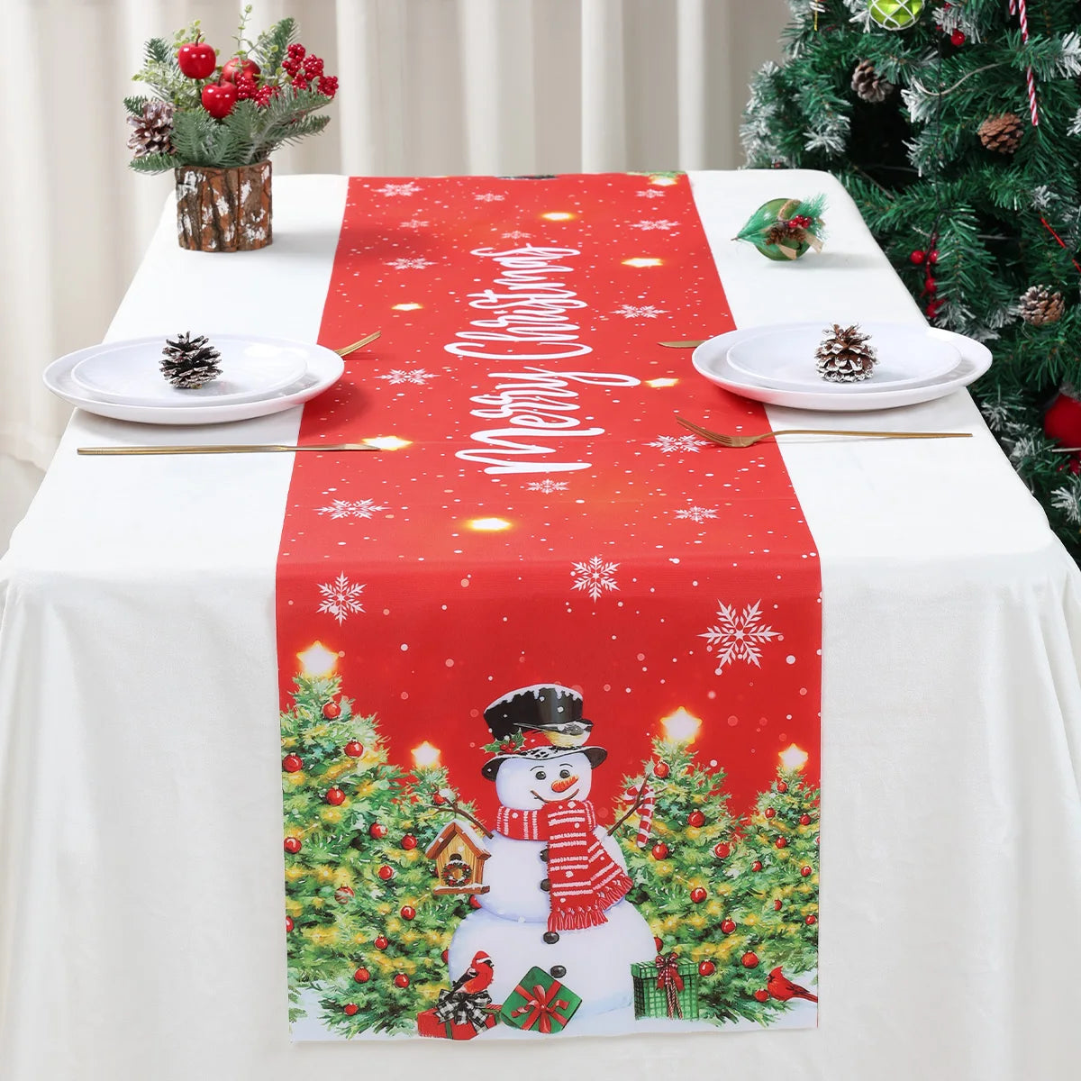 Christmas Table Runner Merry Christmas Decoration for Home Xmas Party Decor 2025 Navidad Notal Noel Ornament Happy New Year 2026