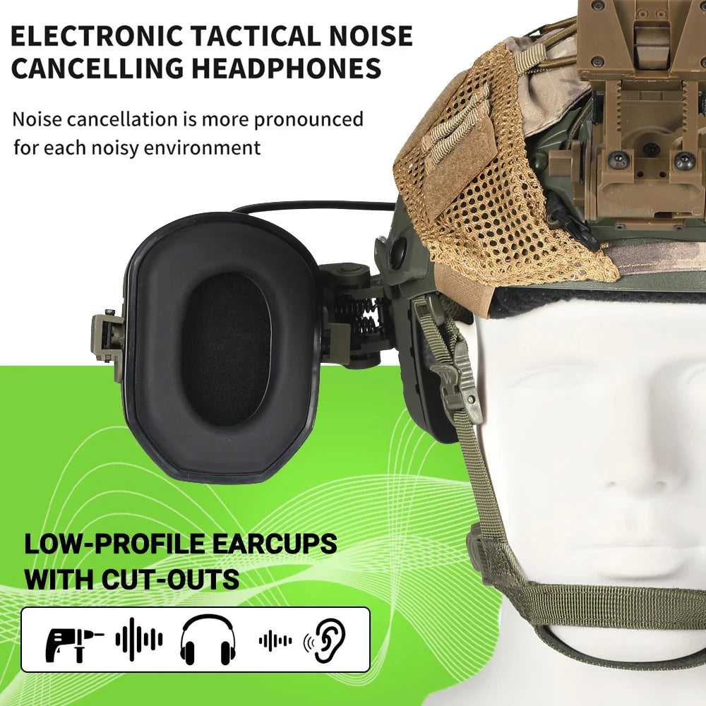 Active Helmet Mounted Earmuffs For Shooting Electronic Hearing Protection Ear Protect Noise Reduction Active Hunting Headphone