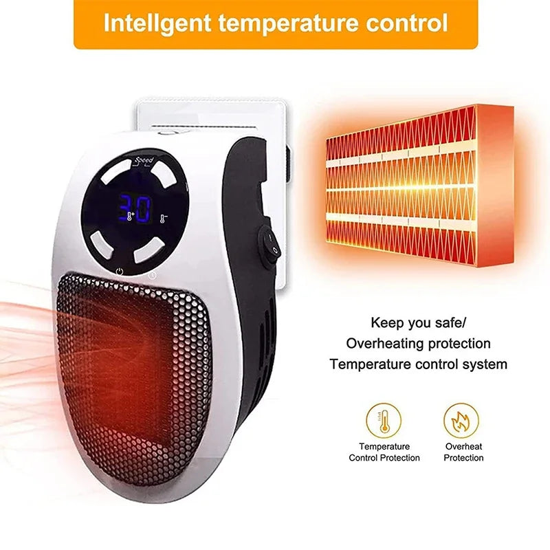 Portable Electric Heater Mini Radiator Plug in Wall Home Appliance with Remote Control Fast Heating Hand Warmer for Room Desktop