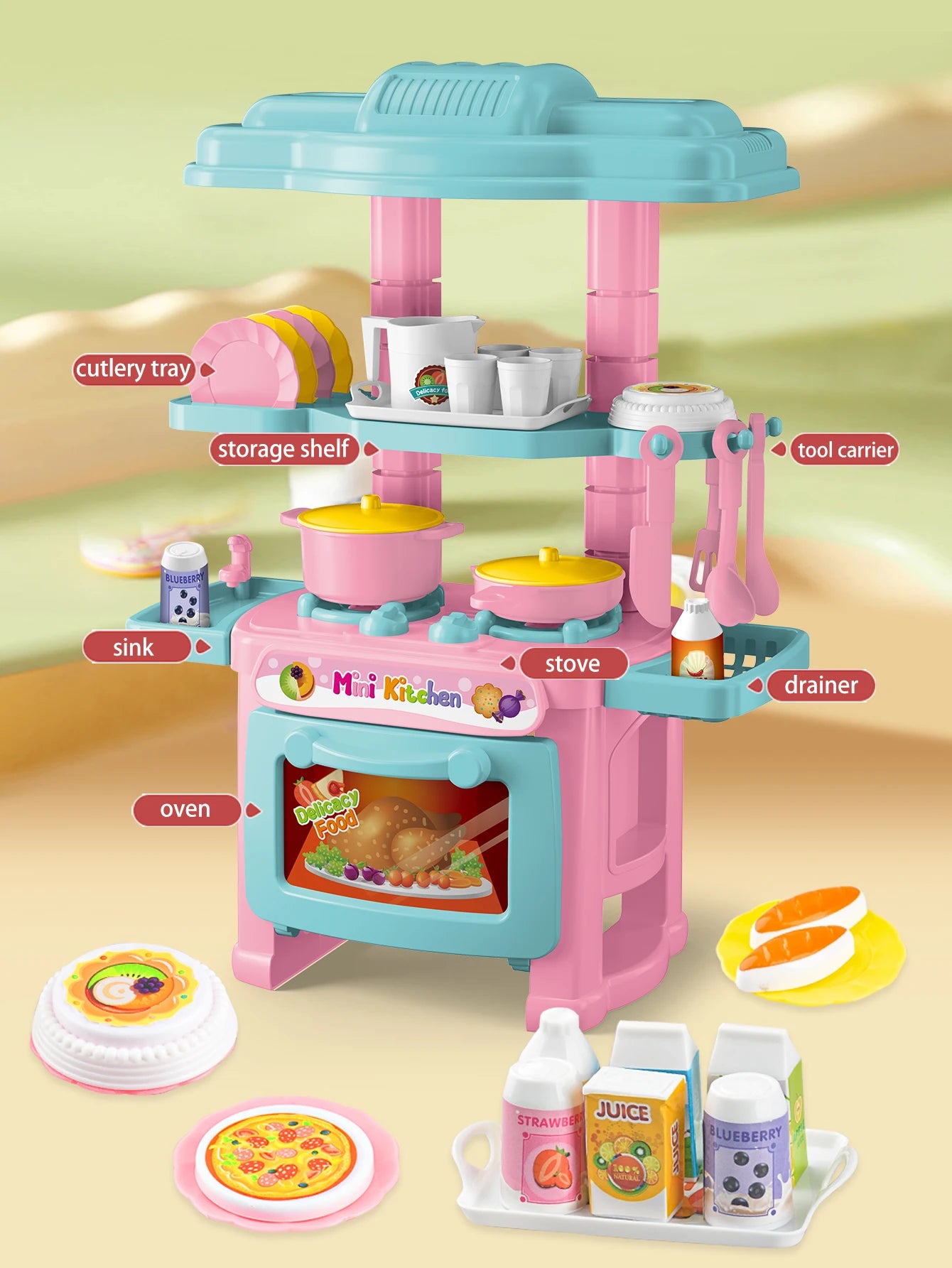 Miniature Kitchen Cooking Set Kid Toys, Food Drink Pop Cans Pretend Play Mini Kitchen Game Accessories Set House Games Gifts