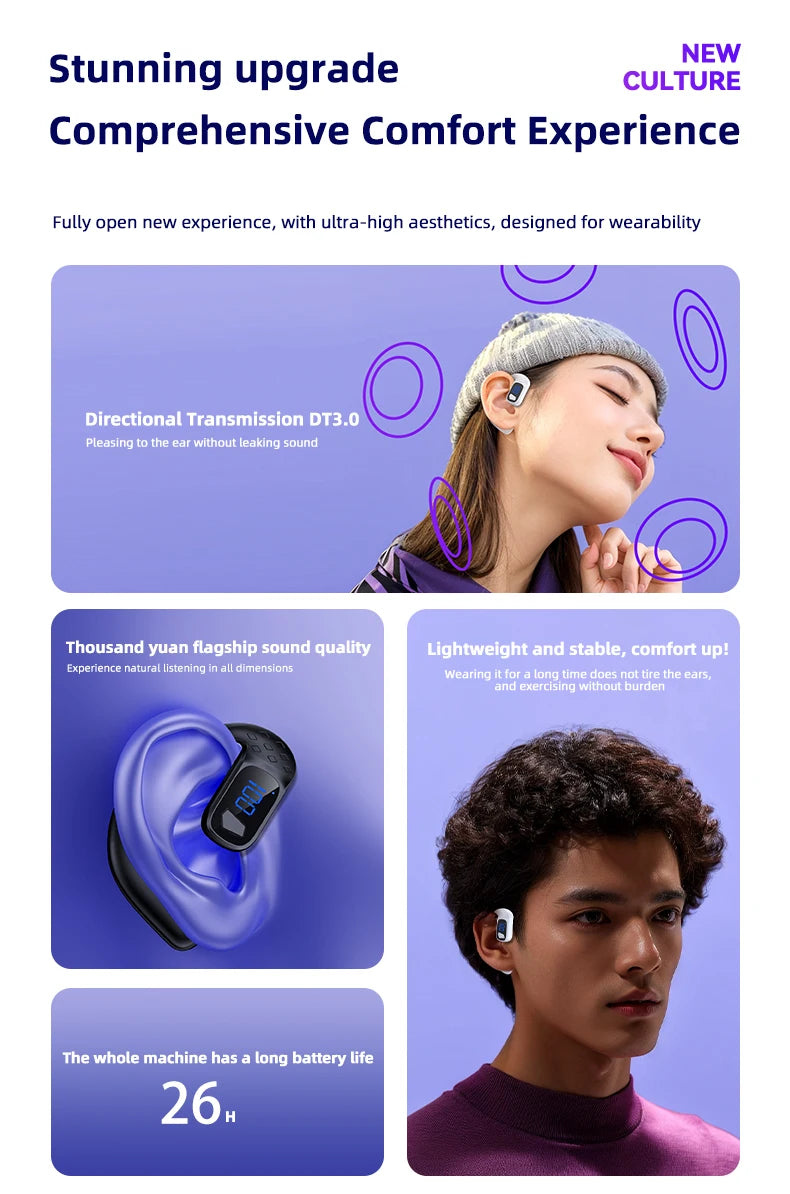 Digital Display Wireless Earphone New Bluetooth 5.4 Headset For Universal Phones Noise Cancelling Sports/Game/Drive Headphones