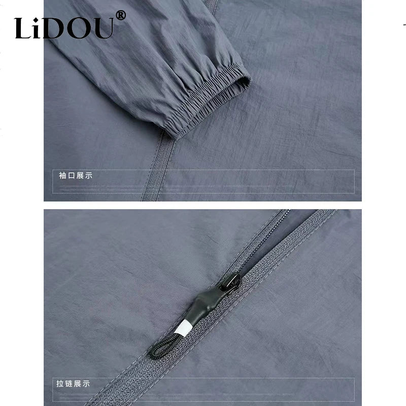 New Fashion Quick Drying Breathable Jacket for Man Loose Casual Stand Collar Coats Pocket Solid Outwears Sports Men's Clothing