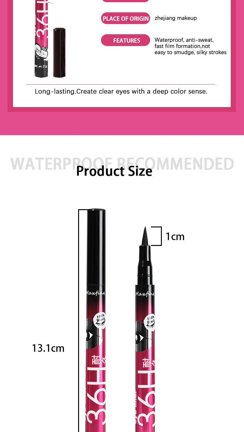 Long Lasting Quick Drying Waterproof Easy To Color Non Smudging Smooth Liquid Eyeliner