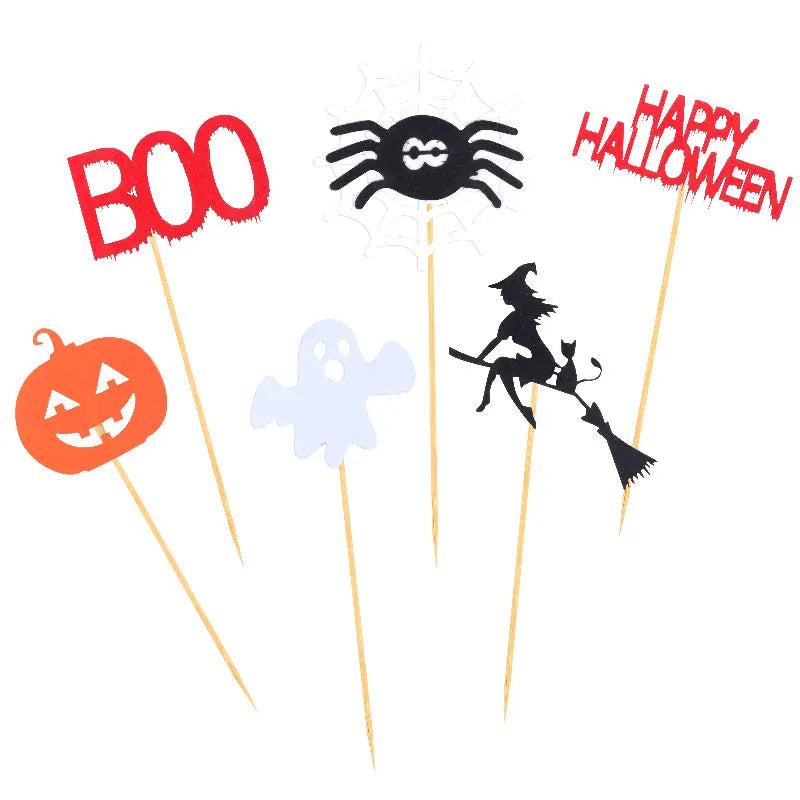 Halloween Cake Top Decoration DIY Cake Topper Castle Witch Pumpkin Cake Insert Flag Halloween Party Atmosphere Supplies