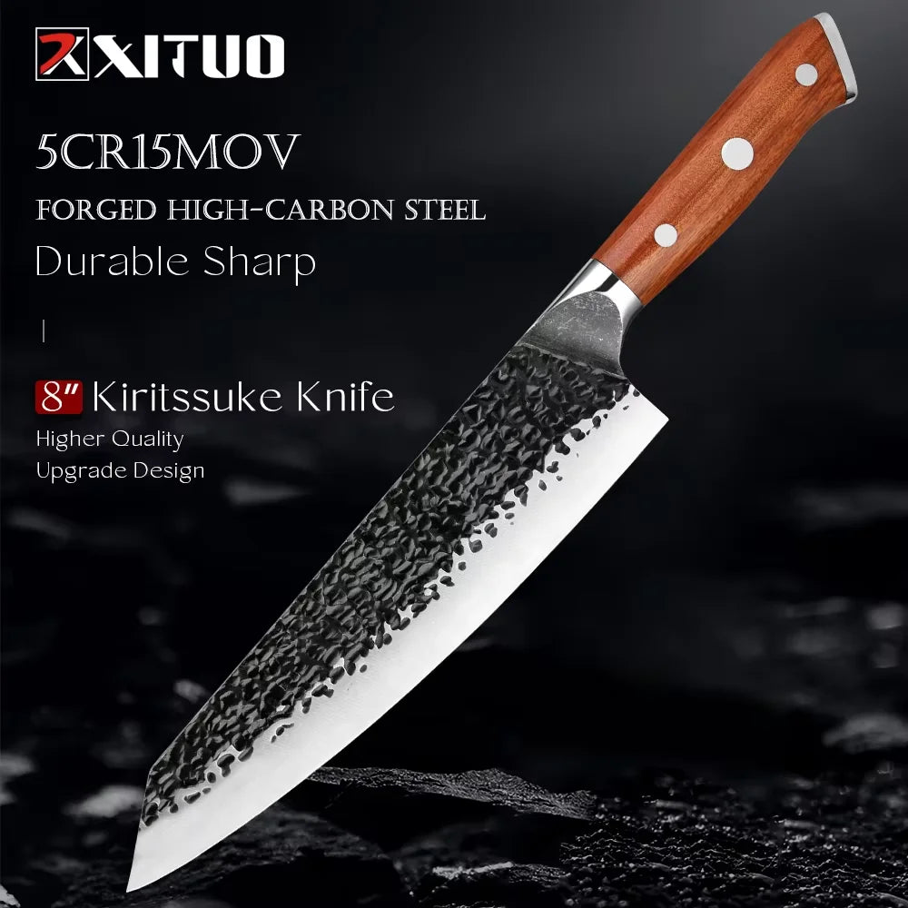 Kitchen Knife Set 1-6PCS Hand-forged high-carbon Steel Sharp Premium Japanese Knife Including Chef,Cleaver,Utility&Santoku Knife