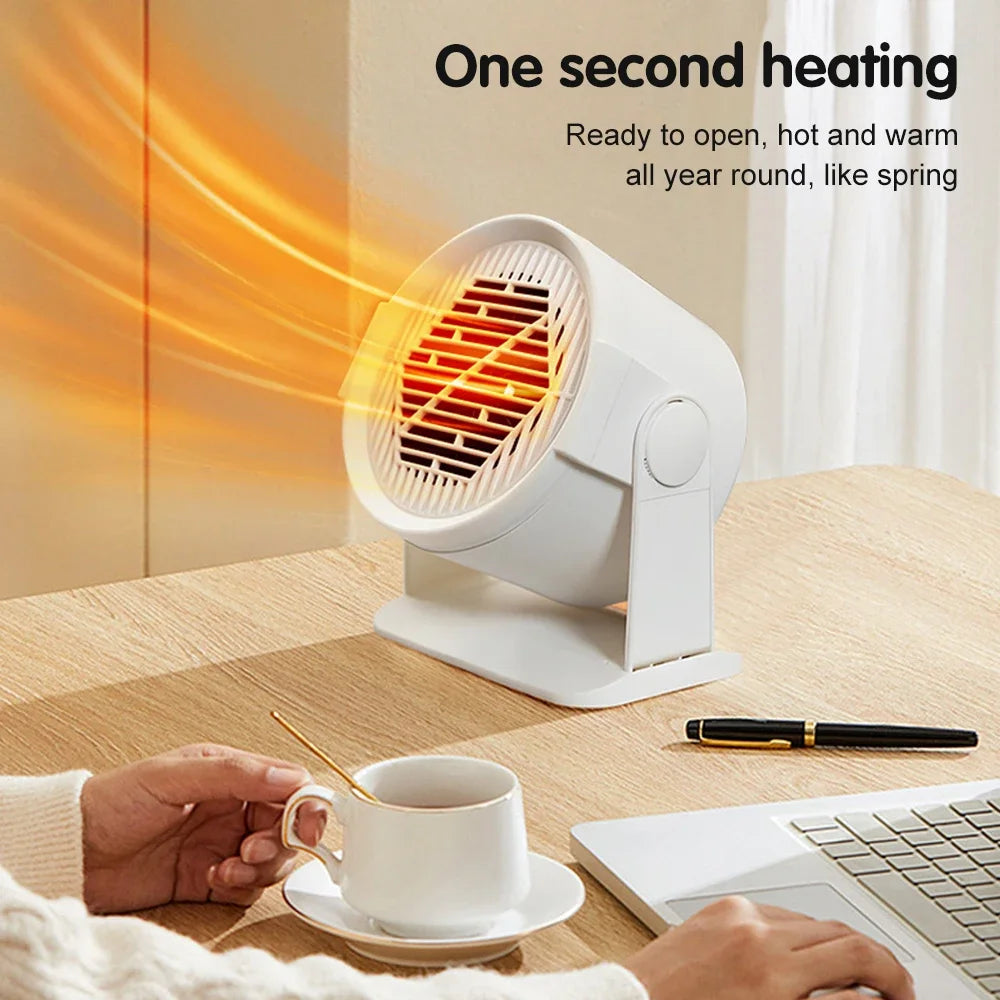 Mini Desktop Electric Heater for Home, Portable Heater for Office Desk, Compact Warm Air Fan for Cozy Feet and Home Use