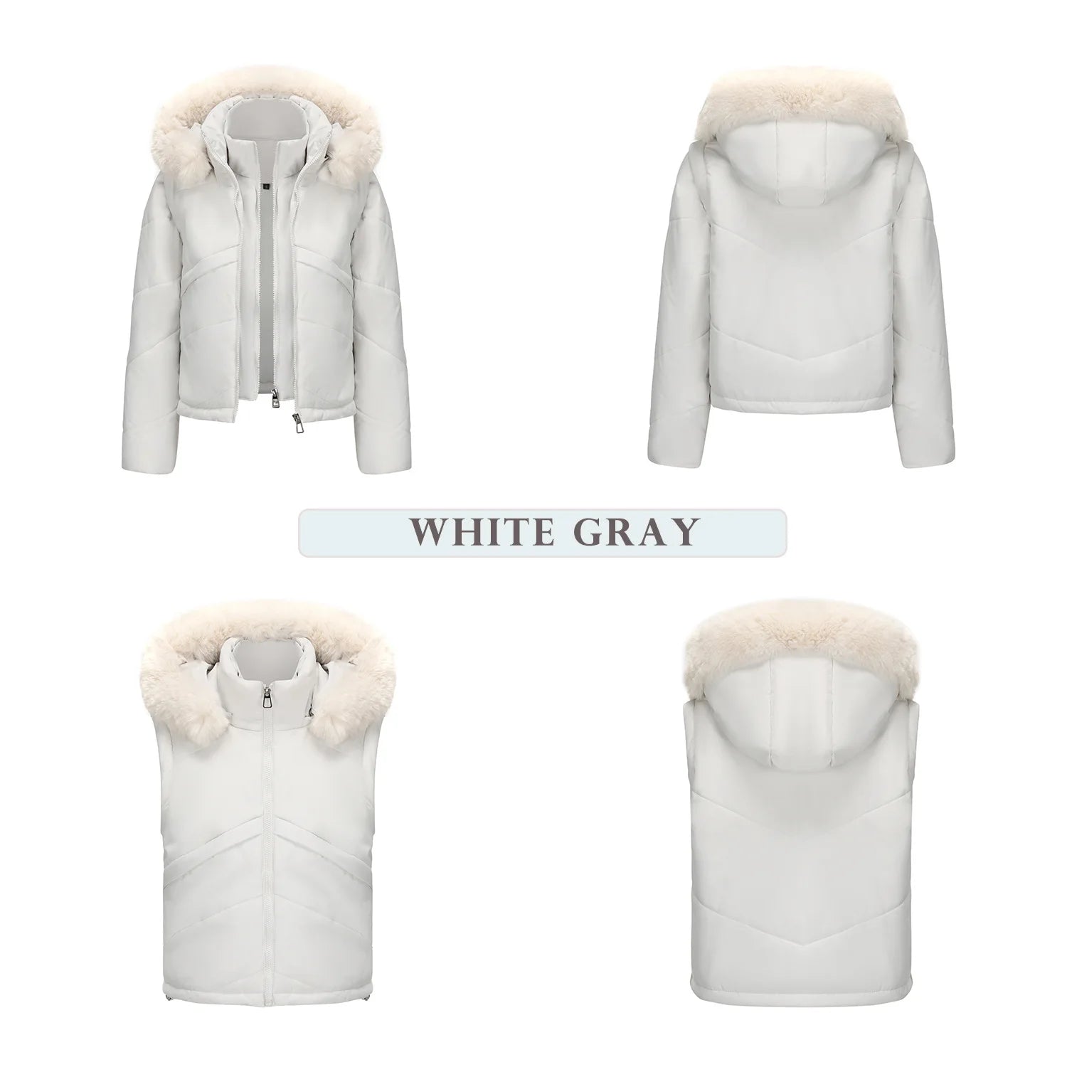 Women's jacket Faux 2pcs Cotton Padded Puffer jacket Hooded Winter Down Jackets Coats Parkas Detachable Sleeves Waistcoat HXY378