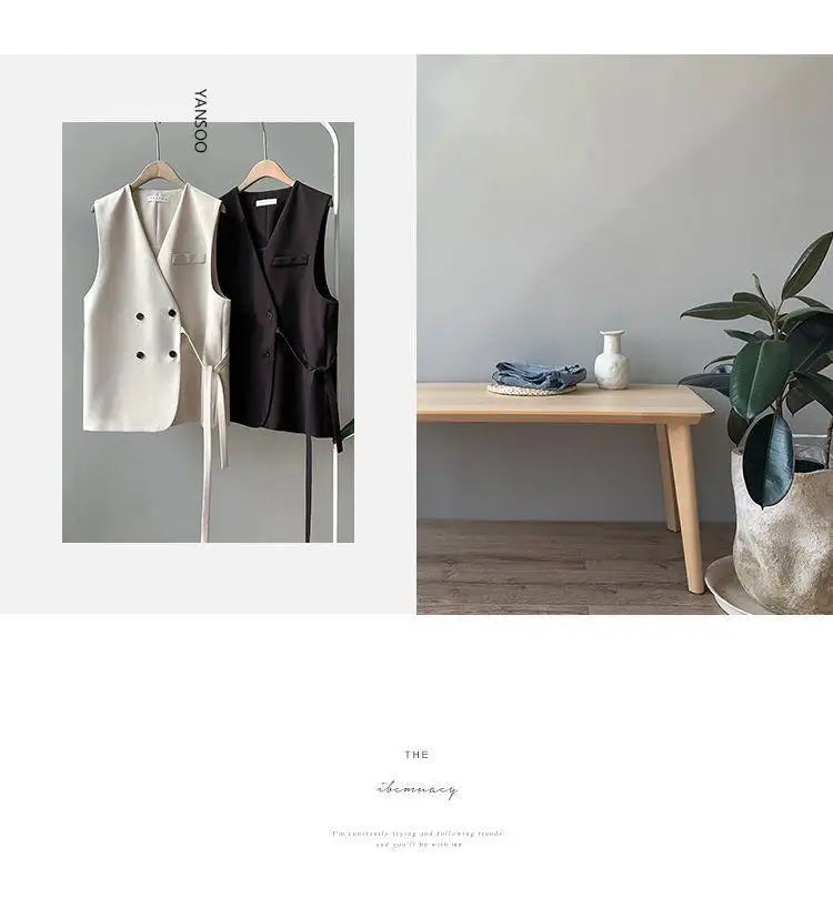 Women's Suit Vest 2025 Spring Autumn New Outerwear Briti Sle Loose plus Size Outerwear oulder Pad Vest Jaet