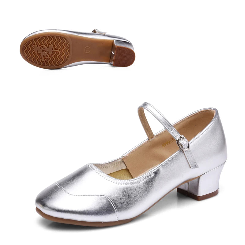 Dance Shoes for Woman Girls Ladies Latin Ballroom Modern Salsa Practise Dancing Shoes Closed Toe Square Dance Soft Rubber Sole