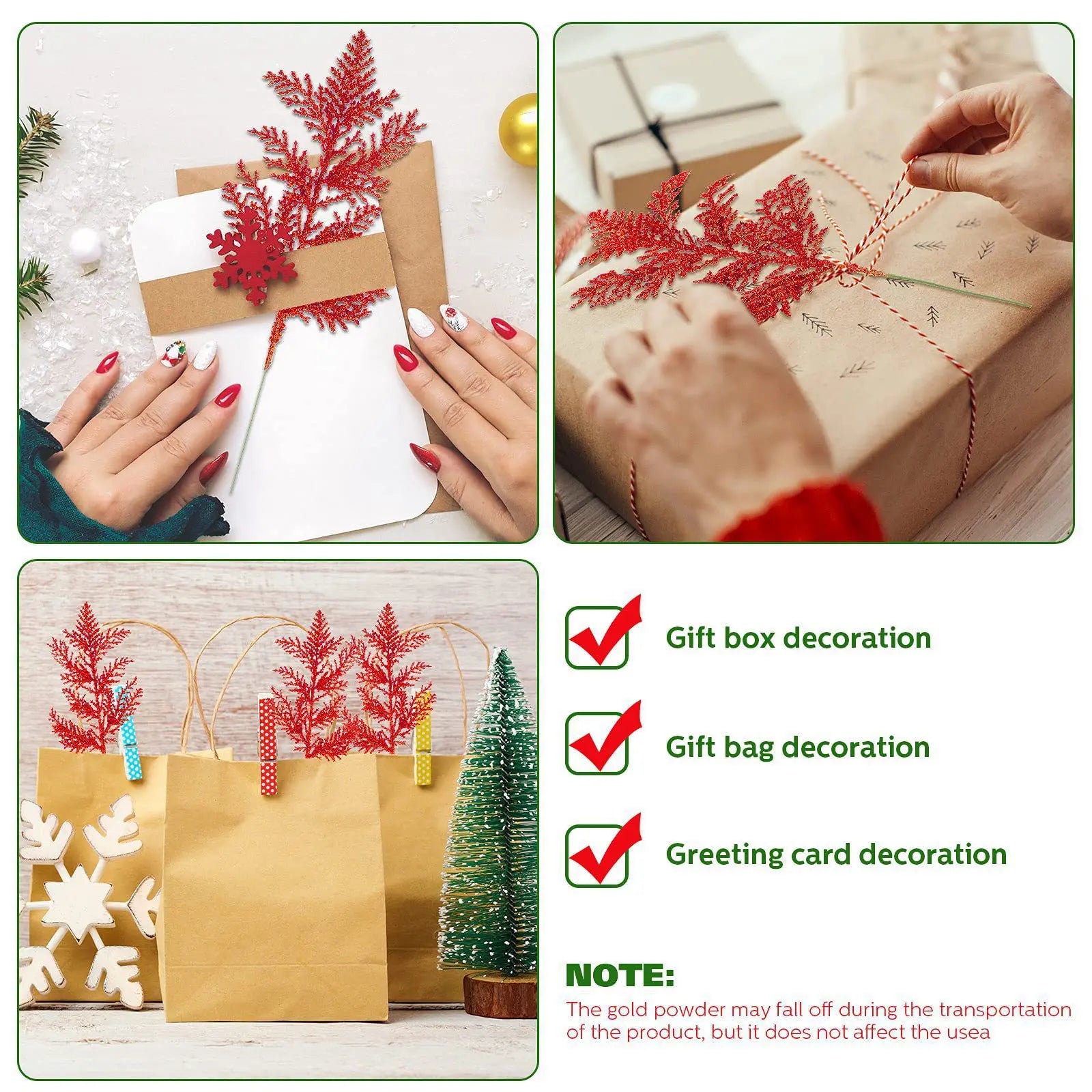 Christmas Decoration Glitter Branches Berries Artificial Flower Bouquet Christmas Tree Ornaments for Home New Year 2025 Navidad