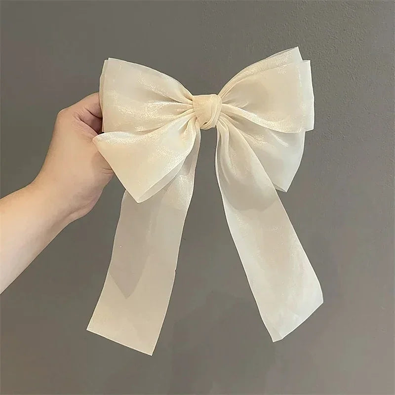 New Fashion Hair Accessories Black White Yarn Bow Hair Clip For Women Girls Spring Clip Back Head Hairpin