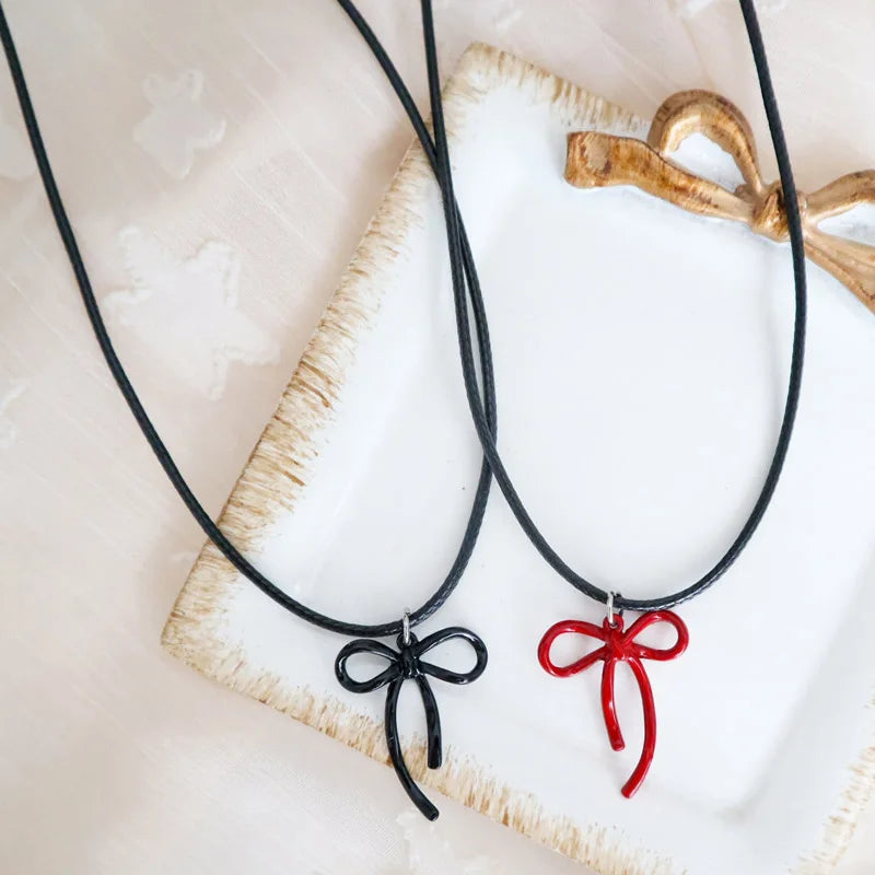 Sexy Choker for Women Bow Lace Tie Zircon Cross Necklace Clavicle Lady Jewelry Accessories Girl Gift