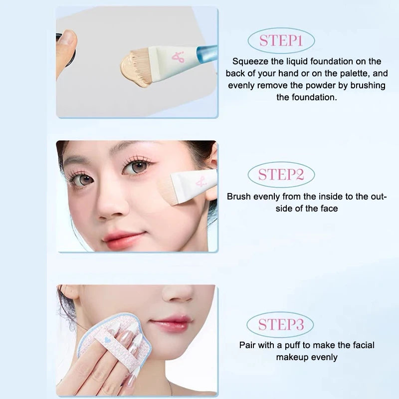 Makeup Ultra-Thin Brush Set Foundation Brush With Traceless Sponge Powder Soft Puff Angled Head Makeup Brush Beauty Tool