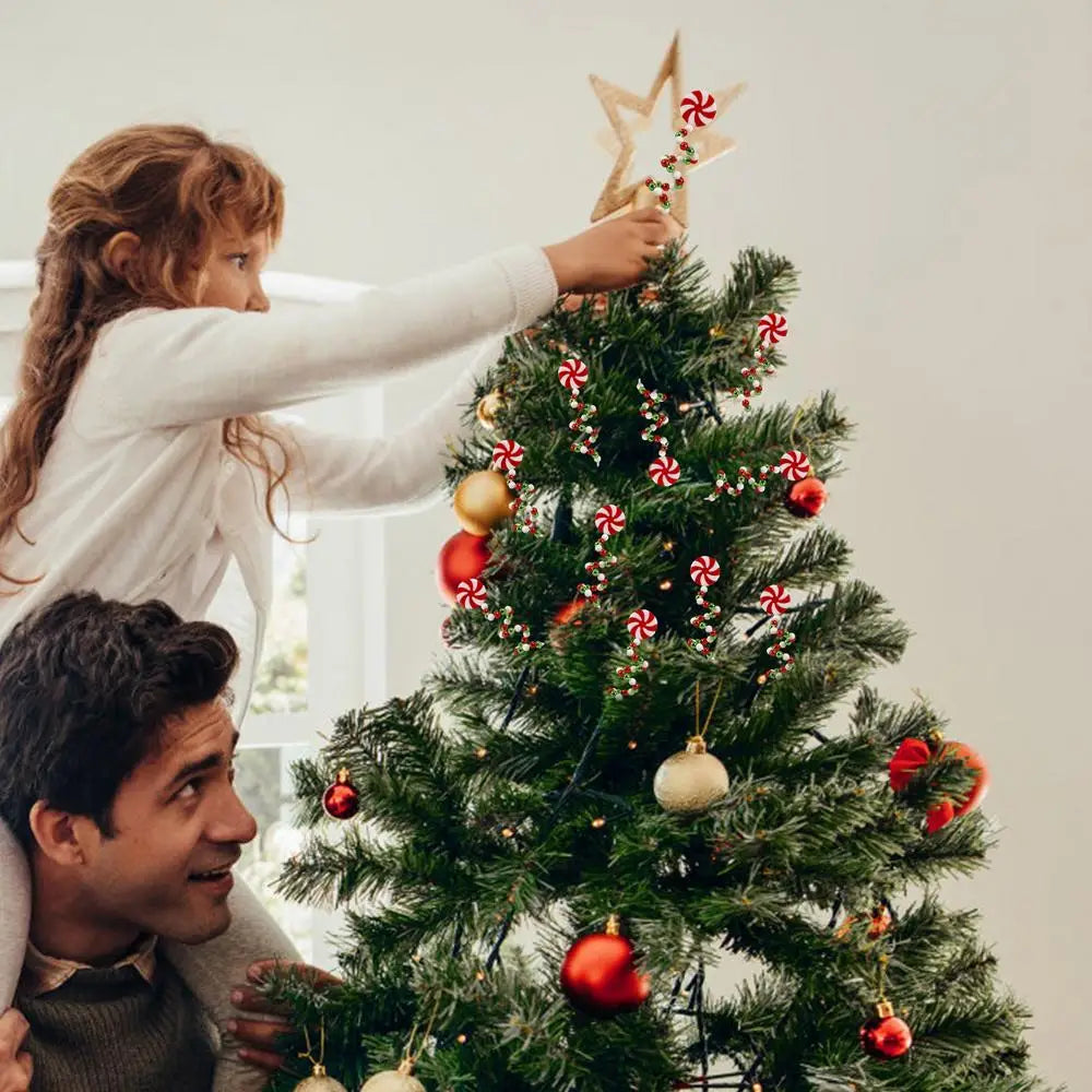 Christmas Candy Cane Decorations Christmas Tree Decoration Red White Lollipop Decoration Curved Candy Christmas Tree Stems Decor