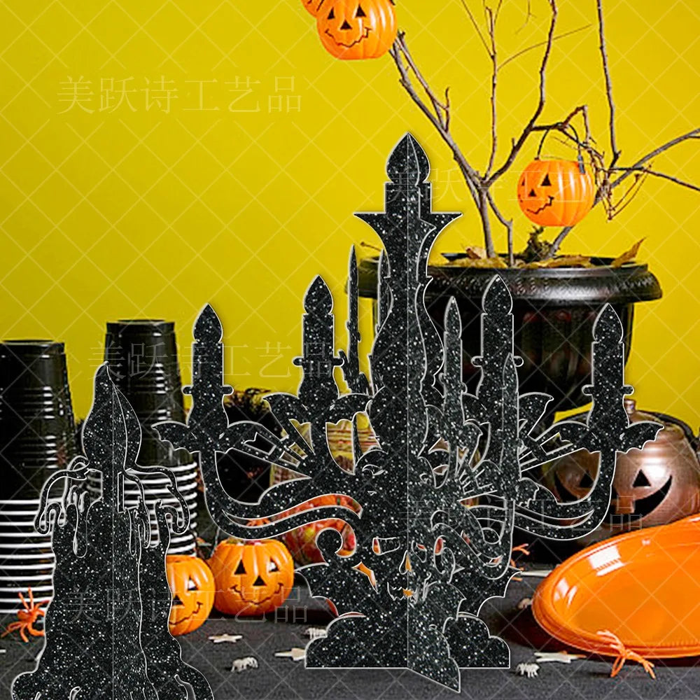 Halloween Decoration 6pcs Candlestick Ornament Haunted House Dining Table Arrangement Festival Dercoration Happy Halloween Day