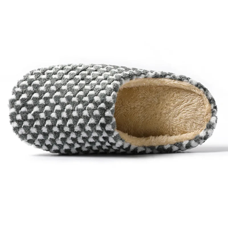 Women Men Winter Warm Slippers Home Bedroom Silent Casual Non Slip Shoes Couples Indoor Soft Sole Cotton Plush Slides