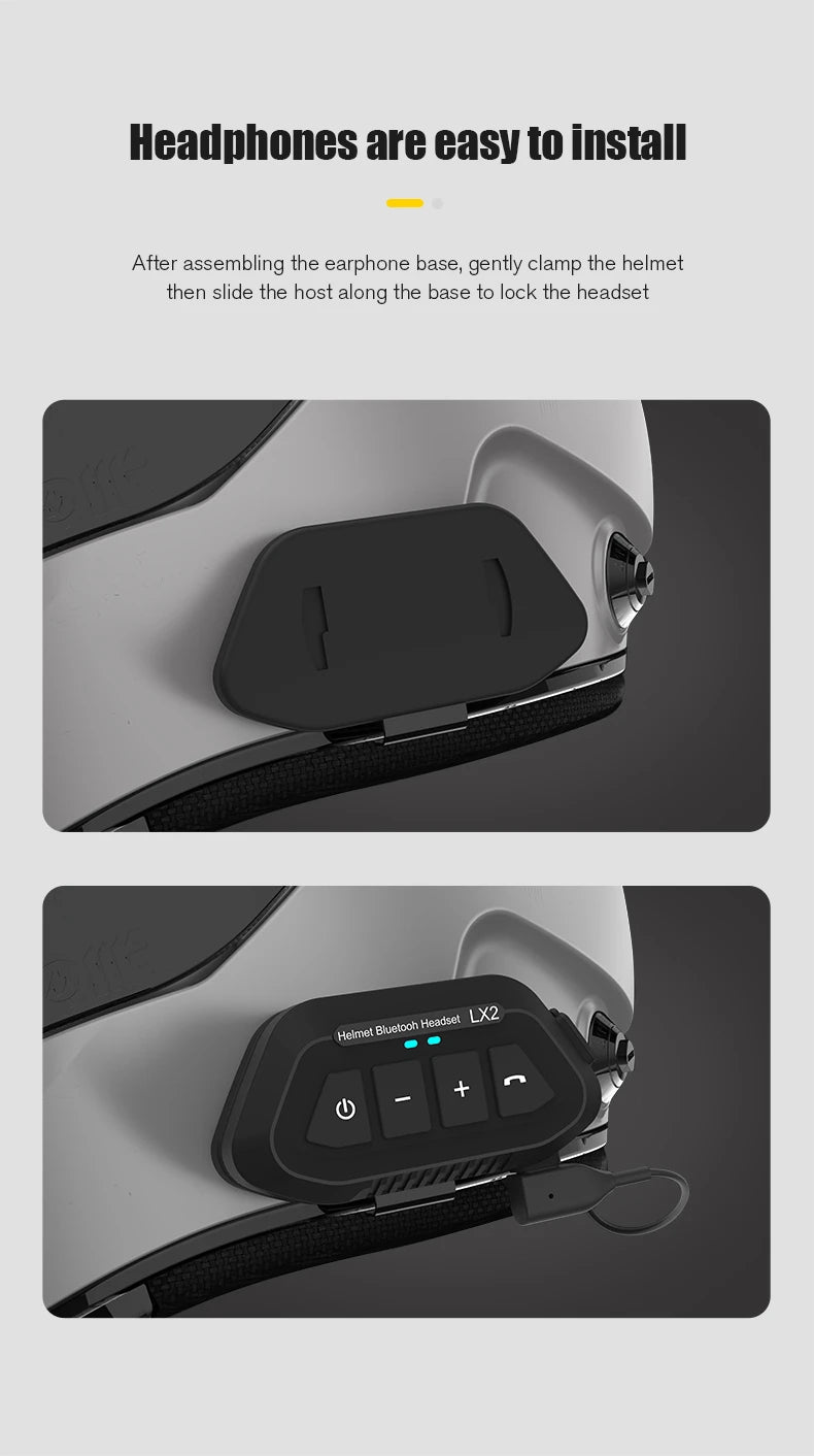 Motorcycle Helmet Earphone Bluetooth Headset Waterproof Voice Assistant Moto Earphone Motorbike Hands Free Wireless Headphone