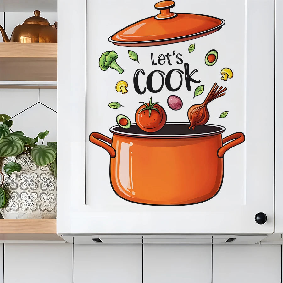 Cartoon Kitchen Wall Stickers Cooking Art For Home Decor Removable Self-Adhesive Vinyl Stickers Wall Decals