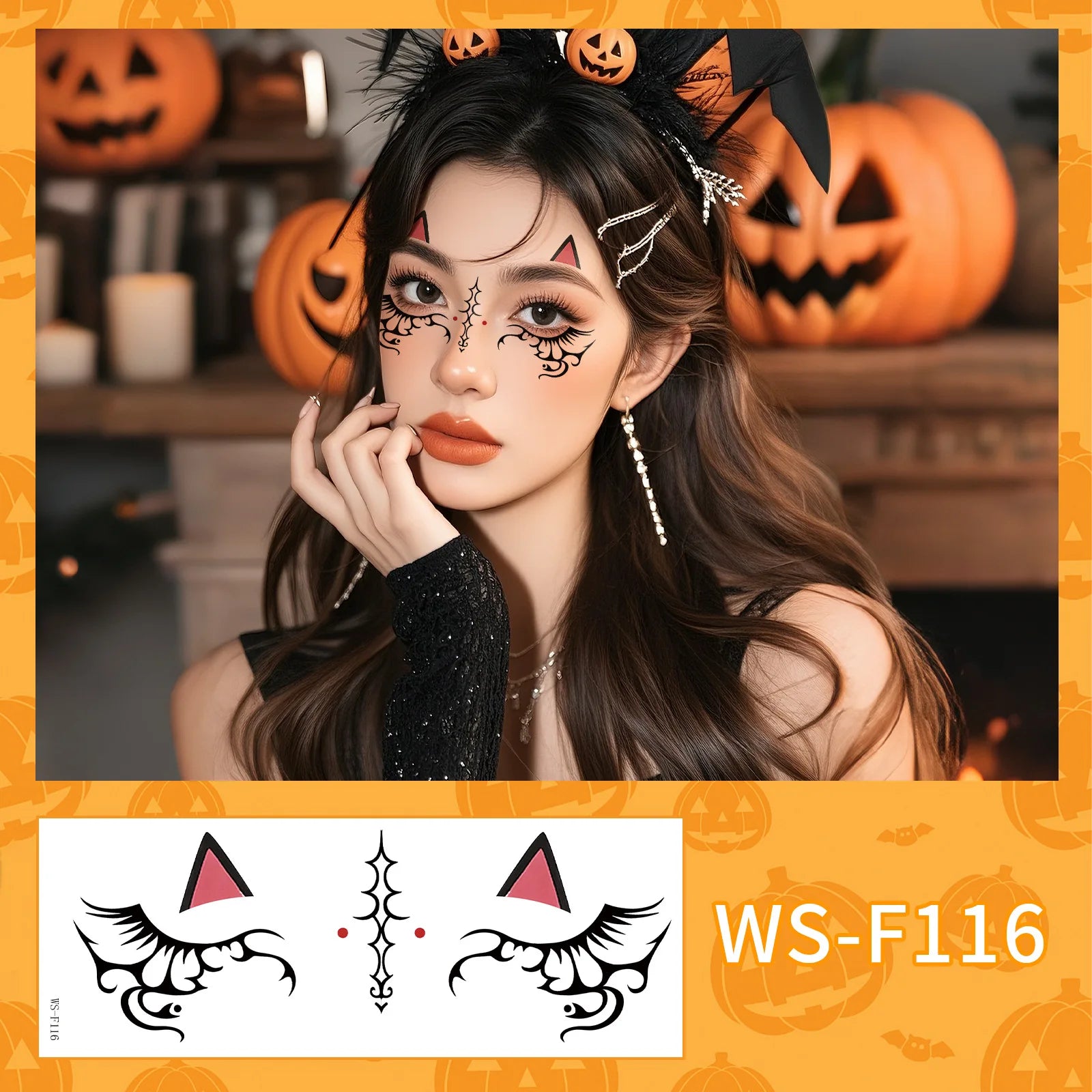 Halloween Makeup Face Stickers Cute Makeup Tattoo Stickers Waterproof and Sweat-Proof Tattoo Stickers