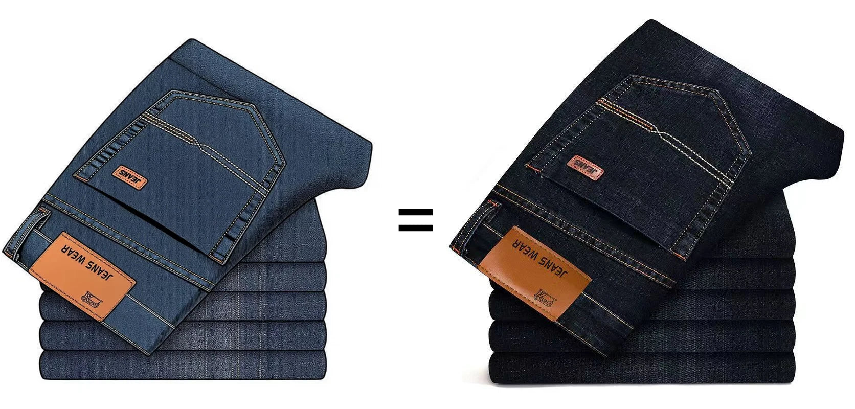 2025 men's fashion business jeans classic style casual elastic slim fit jeans men's denim pants black blue